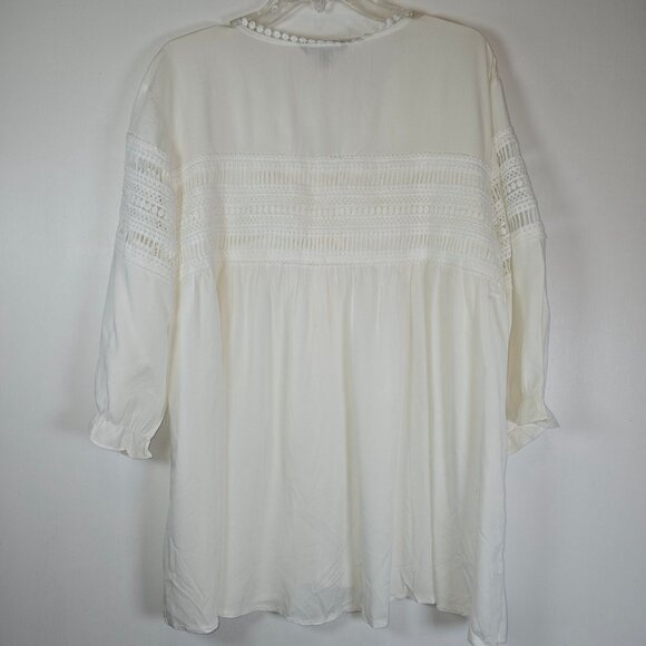 Davi & Dani Women's White Balloon 3/4 Sleeve Crochet Lace Blouse Tops, 1X, NWT - Picture 4 of 6